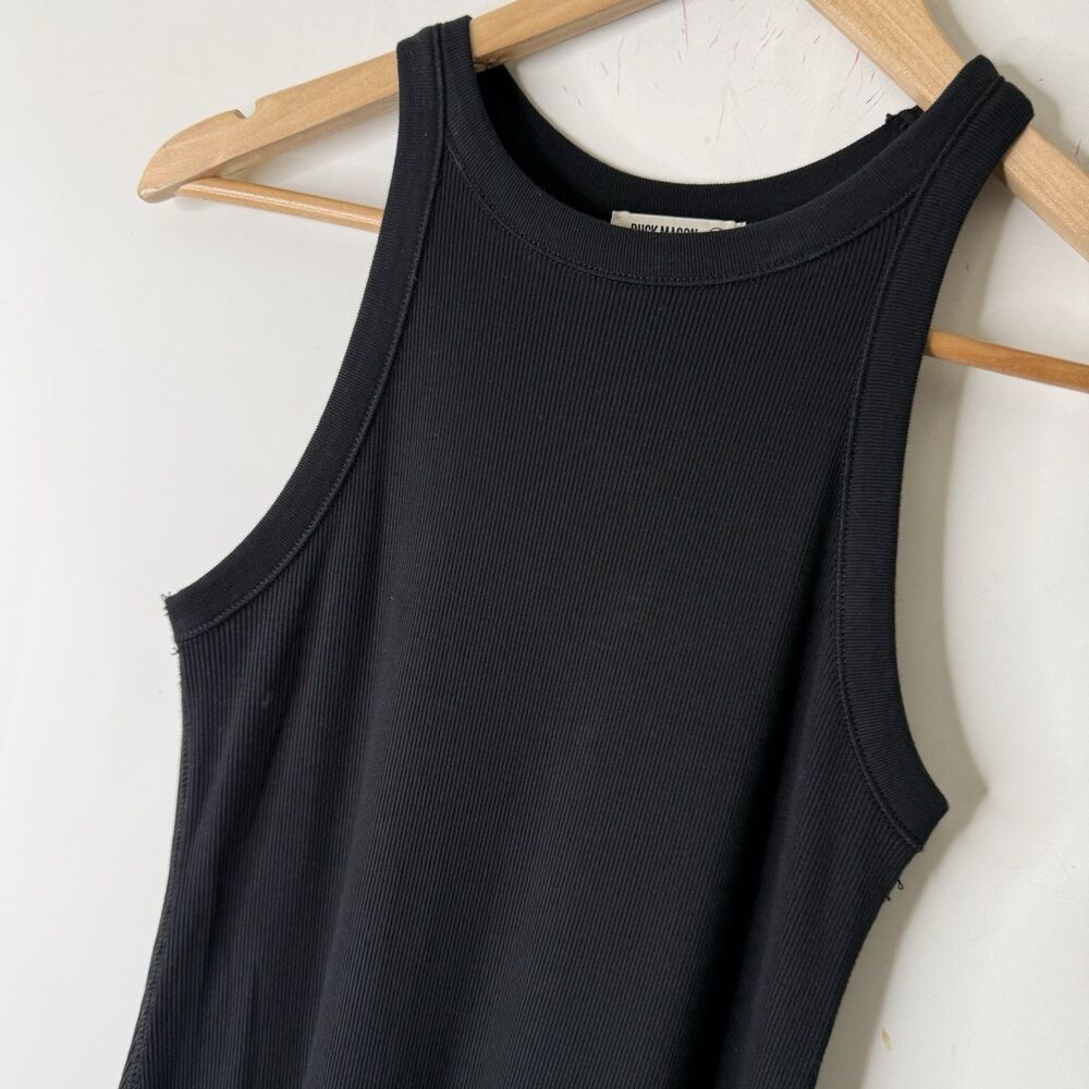 Buck Mason Surplus Rib Tank Maxi Dress XS Black Ribbed Cotton Minimalist Stretch - Picture 4 of 11
